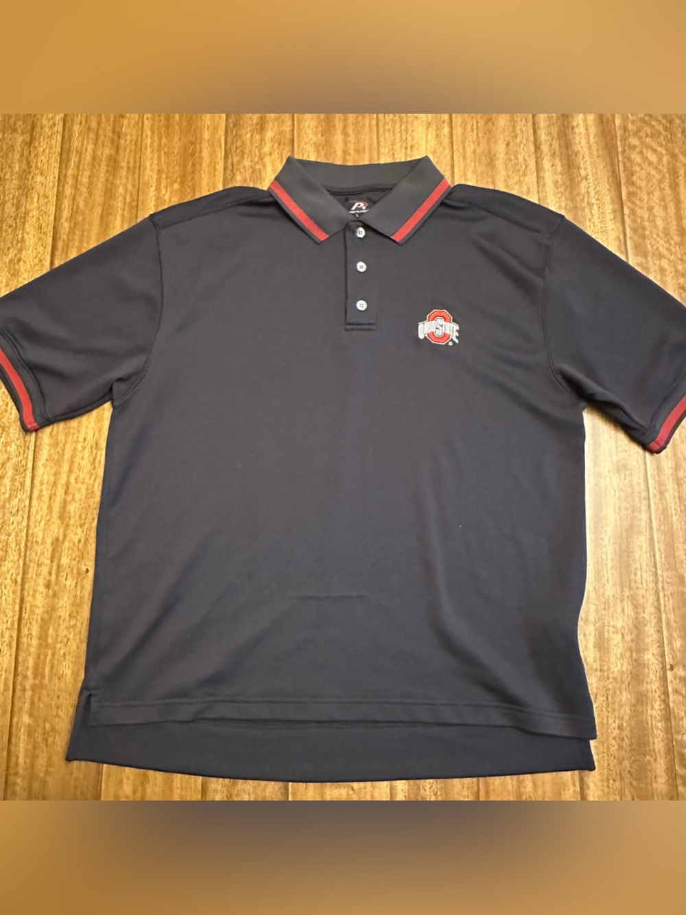 Pro Player Black Polo with Red Trim and Embroidered Crest Ohio State